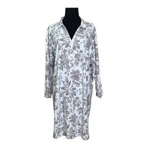 Haven white brown floral long sleeves shirt dress size XL